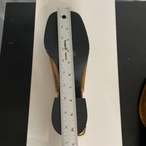 fashion shoes Brown patent leather Flat Size 10/41 NWT sling back fasten Gems - Picture 7 of 8